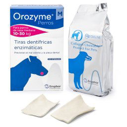 Orozyme tiras dentífricas para perros - Pack % - Perros medianos (2 x 141 g)