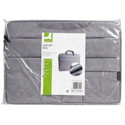 Funda para portatil q-connect 15,6" con asas retractiles cremallera 3 bolsillos exteriores gris