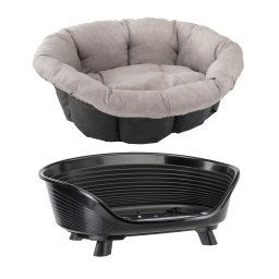 Set de cesta Ferplast Siesta Deluxe con funda Sofá Tweed beige - Set talla 10: cesta + funda + patas