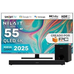 Nilait Luxe 55"UC8003S QLED UHD 4K Smart TV + Barra de sonido con subwoofer 120W Dolby, 2.1