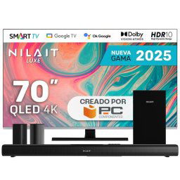 Nilait Luxe 70"UC8003S QLED UHD 4K Smart TV+ Barra de sonido con subwoofer 5.1.2 Dolby Atmos