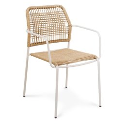 Sillon Exterior Moderno Acero Blanco y Tejido Sintetico Lucca
