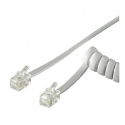 Goobay Cable Telefónico en Espiral de 4 Hilos RJ10 4m Blanco