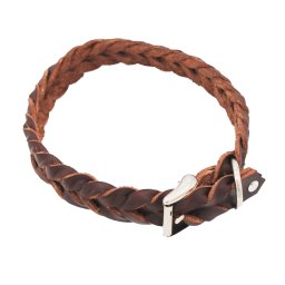 Collar Heim de cuero trenzado, marrón - 44 - 54 cm de perímetro del cuello, 25 mm de ancho