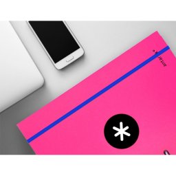 Carpeta con recambio antartik a4 cuadro 5mm forrada 4 anillas 25mm redondas color rosa