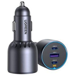 Ugreen 35024 Cargador de Coche Carga Rápida 2 USB-C y 1 USB-A Negro