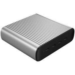 Hyper HyperJuice Cargador GaN de Escritorio 245W con 4 Puertos USB-C PD + Cables Alimentación EU/UK