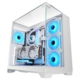 Mars Gaming Mc-vision Caja Atx Triple Cristal Templado Sin Marco Diseño Doble Cámara Usb 3.0 Blanco