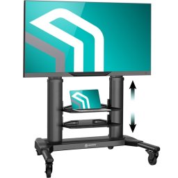 Onkron TS2771-B Soporte Pie Regulable con Ruedas TV 40 A 80" Hasta 55Kg Vesa 700x400 Negro