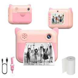 Klack Cámara para Niños Digital de Impresión Instantánea sin Tinta en Papel Térmico Rosa