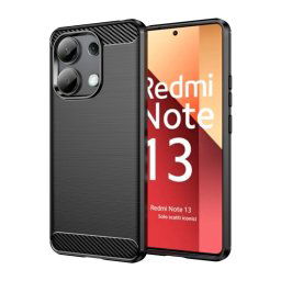 Max Power Digital Funda Fibra de Carbono Antigolpes Silicona Negra para Xiaomi Redmi Note 13 4G