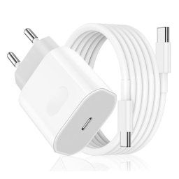 Klack Cargador Carga Rápida con Cable USB Tipo C Trenzado Compatible iPhone 15/16 Blanco