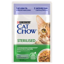 PURINA Cat Chow 26 x 85 g comida húmeda para gatos - Sterilised cordero y judías verdes