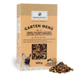 PAWS & PATCH Garten Menü para perros - No. 2: Calabaza, chirivía, remolacha, hinojo, salvia, diente de león (500 g)