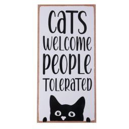 Cartel de madera para colgar TIAKI "Cats Welcome, People Tolerated" - 1 unidad