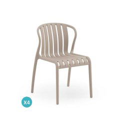 4 Sillas Terraza Jardin de Polipropileno Color Camel Acouer