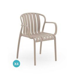 4 Sillones Terraza Jardin en Polipropileno Camel Serie Acouer