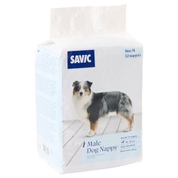 Pañales Savic para perros macho - Talla M: 40-53 cm, 12 unidades
