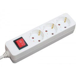 Regleta 3 tomas mediarange blanca con interruptor longitud cable 1,4m