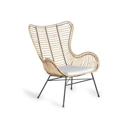 2 Sillones Rattan Forja con Cojin Blanco Serie Rattanwund