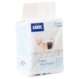 Pañales Savic para perros macho - Talla XS: 20-26 cm, 12 unidades