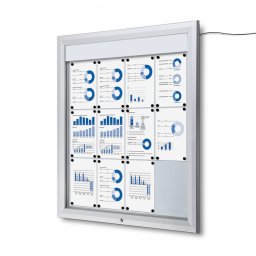 Vitrina de exterior para 12 DIN A4 con iluminación LED e ignífuga