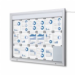 Vitrina de exterior para 18 DIN A4 con iluminación LED e ignífuga