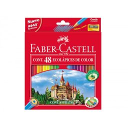 Lapices de colores faber castell hexagonal madera reforestada caja de 48 unidades colores surtidos