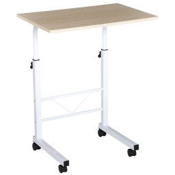 Homcom Mesa de Altura Elevable Ajustable con Ruedas 60x40x68cm Blanca/Madera