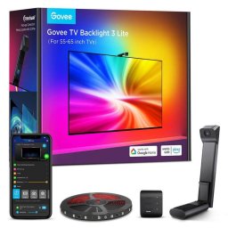 Govee TV Backlight 3 Lite Tira LED RGBIC+W WiFi/Bluetooth con Cámara para Televisores de 55"-65