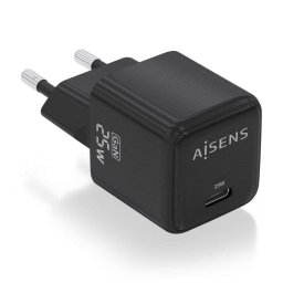 Cargador Aisens ASCH-25W1P013-BK GaN 25W USB-C PD3.0 QC4.0 Negro compacto