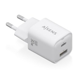 Aisens ASCH-30W2P020-W Cargador GaN 30W 1xUSB-C PD3.0 QC4.0 1xUSB-A QC3.0 Blanco