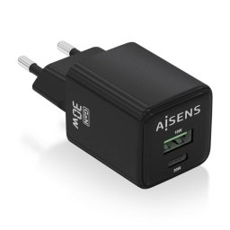 Aisens ASCH-30W2P038-BK Cargador GaN 30W 1xUSB-C PD3.0 QC4.0 1xUSB-A QC3.0 Negro