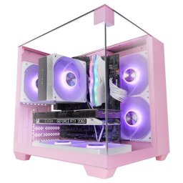 Mars Gaming Mc-visionm Caja Pc Compacta Microatx Triple Cristal Templado Doble Cámara Rosa
