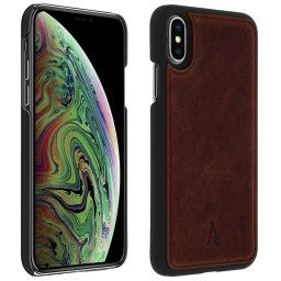Akashi Funda de Piel Genuina Marrón para iPhone X/XS