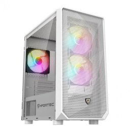 Nfortec Dys ARGB Torre MicroATX con Cristal Templado 3 Ventiladores USB 3.0 ARGB Blanca