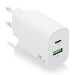 Aisens A110-0754 Cargador 20W 1xUSB-C PD3.0 1xUSB-A QC3.0 Blanco