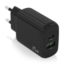 Aisens A110-0759 Cargador 25W 1xUSB-C PD3.0 1xUSB-A QC3.0 Negro