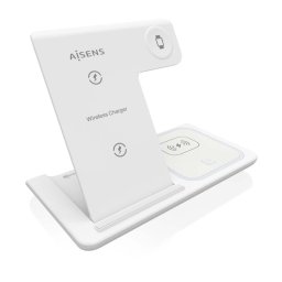 Aisens ASCH-15W3WC044-W Cargador Inalámbrico USB-C 3 en 1 de 15W Blanco