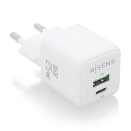 Aisens ASCH-25W2P014-W Cargador GaN 25W 1xUSB-C PD3.0 QC4.0 1xUSB-A QC3.0 Blanco