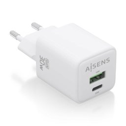 Aisens ASCH-30W2P037-W Cargador GaN 30W 1xUSB-C PD3.0 QC4.0 1xUSB-A QC3.0 Blanco