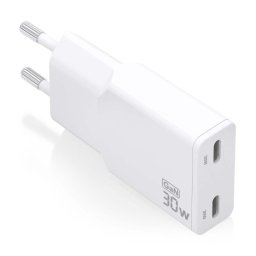 Aisens ASCH-30W2P048-W Cargador GaN Ultra Slim 30W 2xUSB-C PD3.0 QC4.0 Blanco