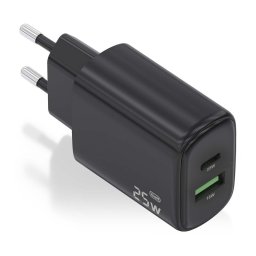 Aisens A110-0912 Cargador 25W 1xUSB-C PD3.0 1xUSB-A QC3.0 Negro