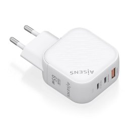Aisens ASCH-65W3P026-W Cargador GaN 65W 2xUSB-C PD3.0 QC4.0 1xUSB-A QC3.0 Blanco