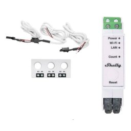 Shelly Pro 3EM-3CT63 Módulo Medidor de Consumo Trifásico WiFi para Montaje en Riel DIN 63A Blanco
