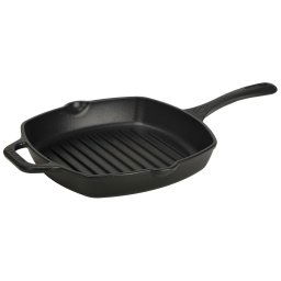 Victoria Sartén Grill Hierro Fundido Esmaltado Inducción 25x25cm, Apta para Fuego, Barbacoa, Horno, Vitrocerámica, Cast Iron Skillet, Libre de Tóxicos sin PTFE ni PFOA