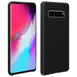 Avizar Funda de Silicona Semirrígida Negra Mate para Samsung Galaxy S10 Plus