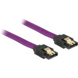 DELOCK 83689 - Cable SATA 6GB/s 20cm violeta de metal amarillo/amarillo