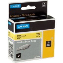 DYMO IND 18054 - DYMO IND tubo termorretráctil, 9 mm, negro/amarillo