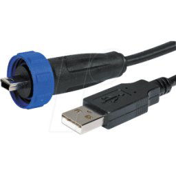 BULGIN PX0441/4M50 - Enchufe integrado con cable, mini USB tipo B > USB tipo A